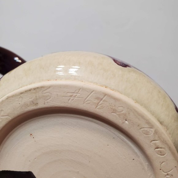 Hand Crafted Studio Pottery Soup Mug, Signed Large Coffee Cup, Purple Drip Glaze - Picture 10 of 13